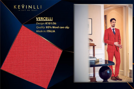 K101/56 Vercelli CVM - Vải Suit 95% Wool - Đỏ Hồng Trơn